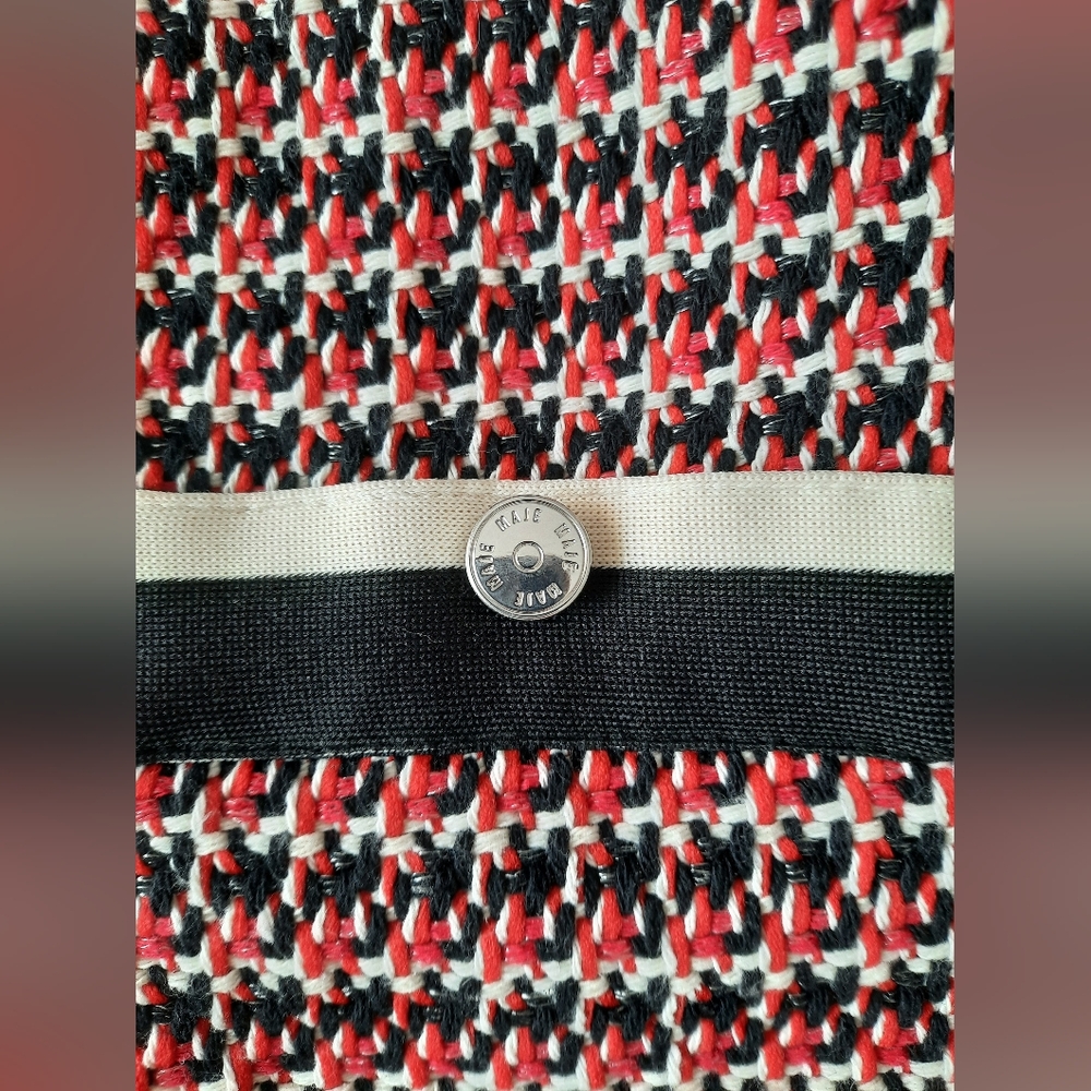 Maje Red Black White Tweed Zip-Front Dress - Picture 7 of 12